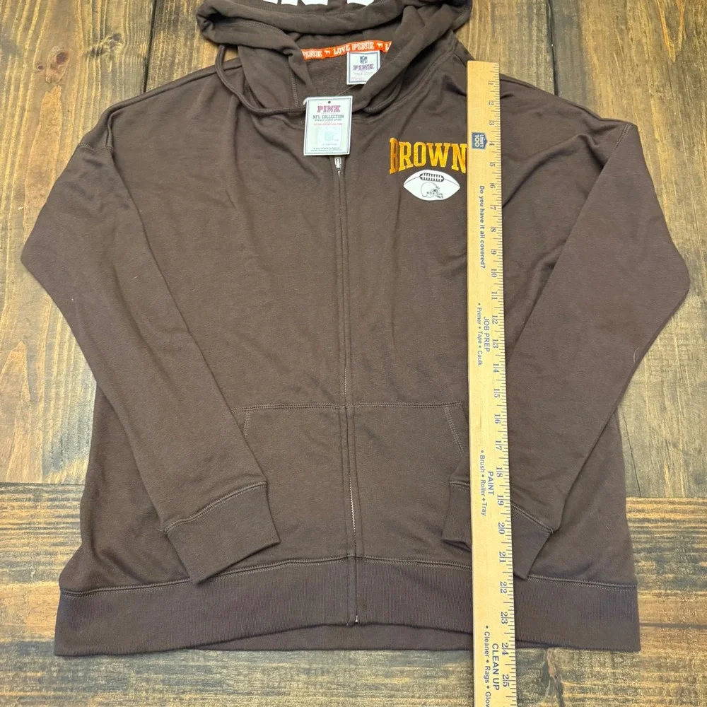 PINK Victoria's Secret NFL Cleveland Browns Zip Hoodie Womens S Brown Football‎ - Picture 6 of 10